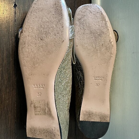 GUCCI Marmont Crackle Leather Gold Tassel GG Loafer 37 (sz. 7) - Picture 15 of 16